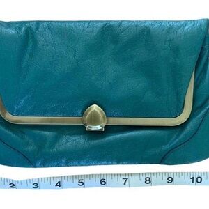 Kate Landry Teal Clutch with Gold Accent